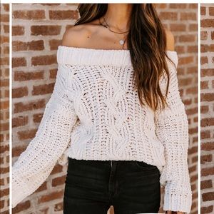 Off the shoulder Chenille sweater